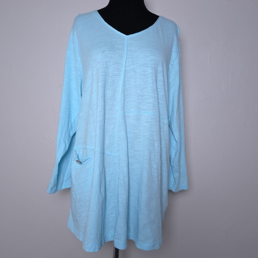 Habitat Cotton 1 Pocket Light Blue Long Sleeve Top Size XL